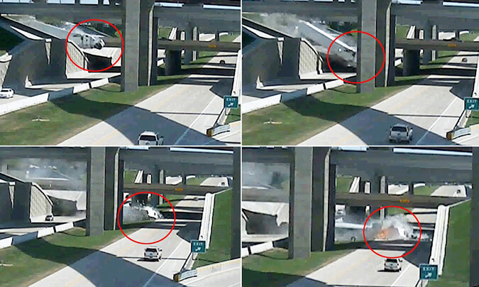 Traffic cam video screen shots of accident under freeway