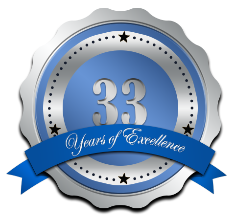 33years of Excellence Seal